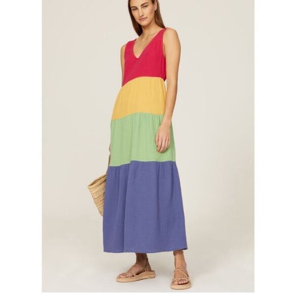 Marine Layer Corinne Colorblock Maxi Dress XL - Picture 1 of 7